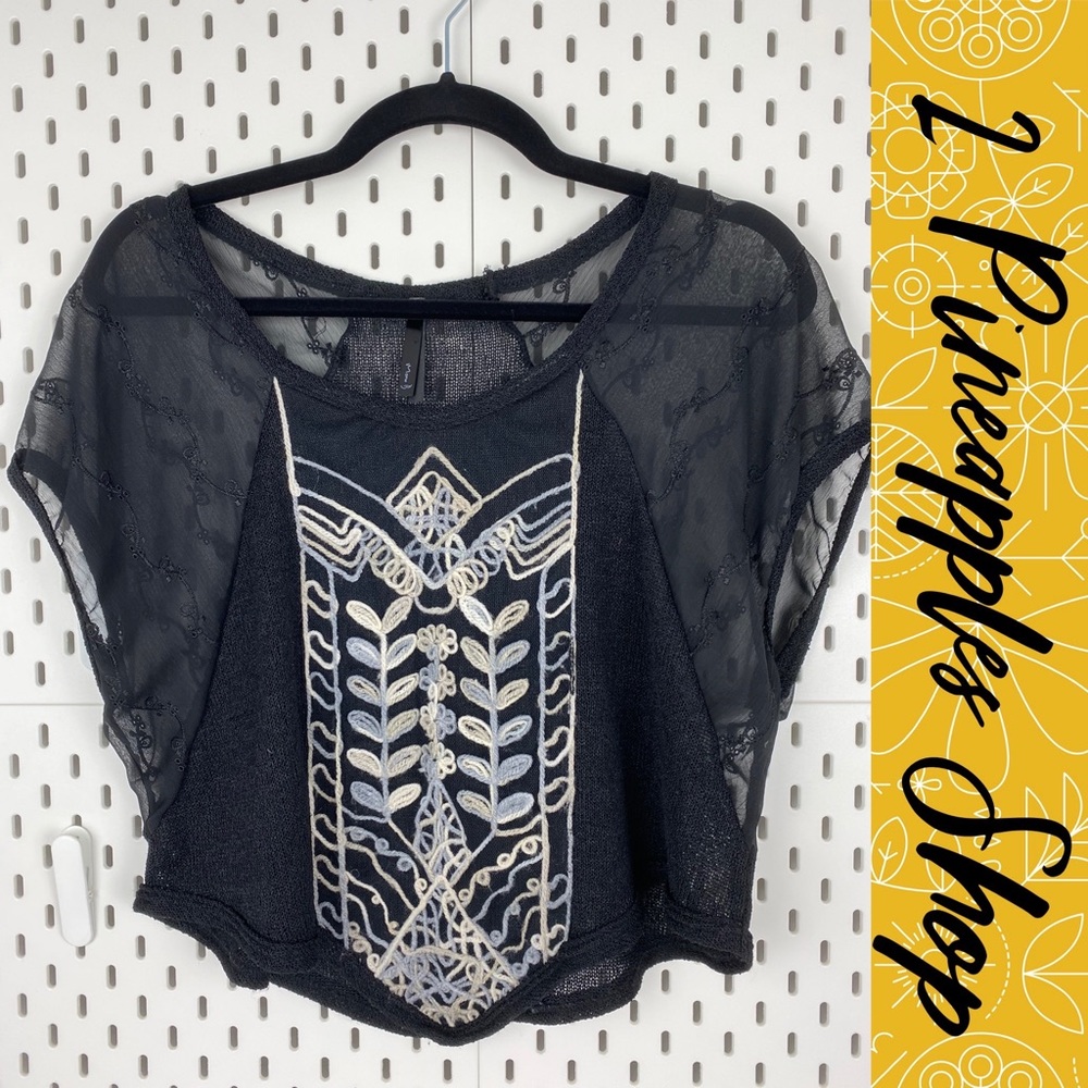 Mono B Knit Embroidered Crop Top